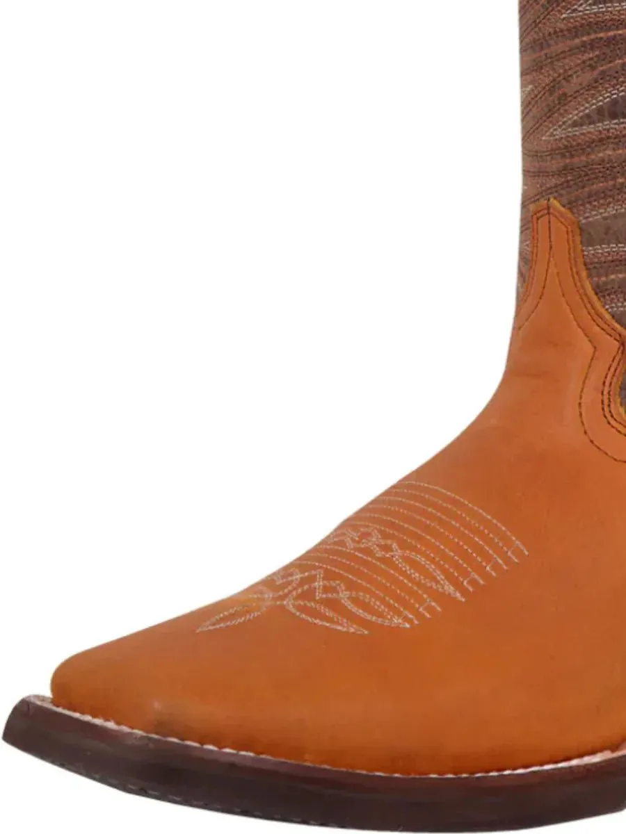 Men's Genuine Leather Classic Western Cowboy Boots 'El General' Color Honey 42999