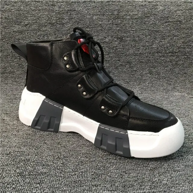 Mens High-Top Outside Rubber Sole Waterproof Sneakers