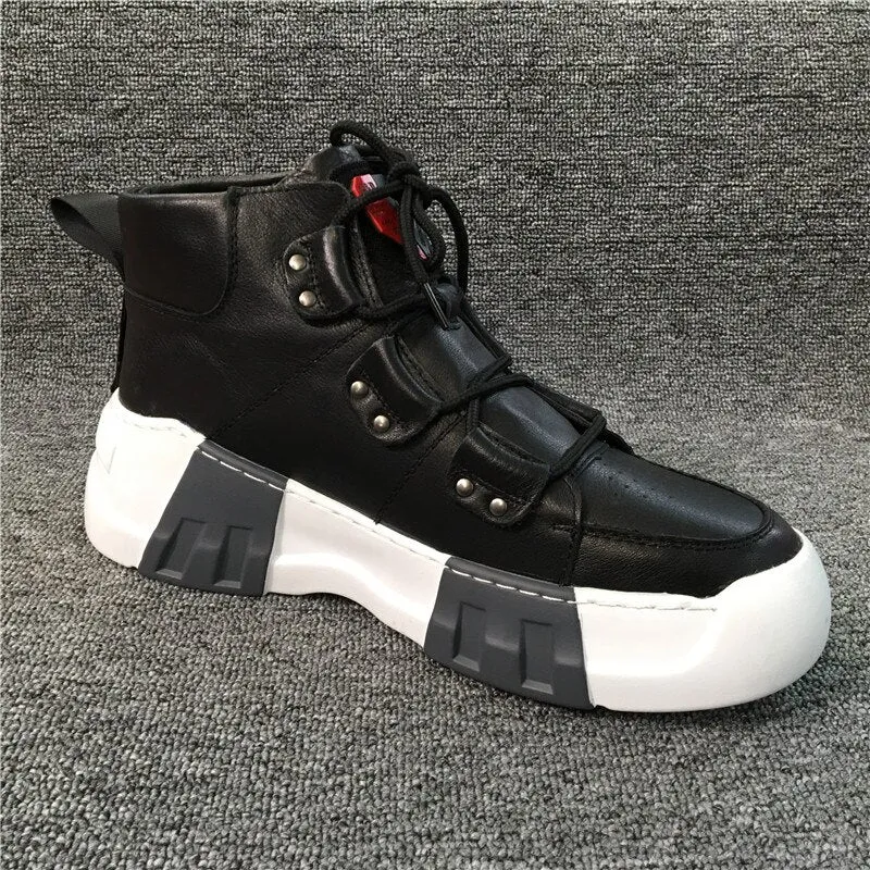 Mens High-Top Outside Rubber Sole Waterproof Sneakers