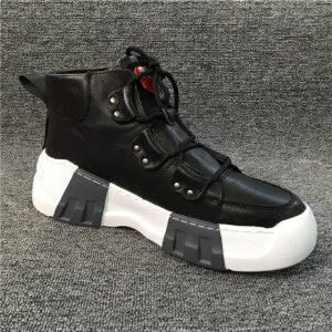 Mens High-Top Outside Rubber Sole Waterproof Sneakers