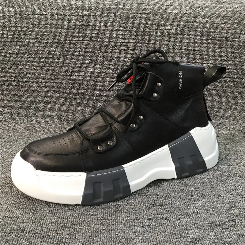 Mens High-Top Outside Rubber Sole Waterproof Sneakers