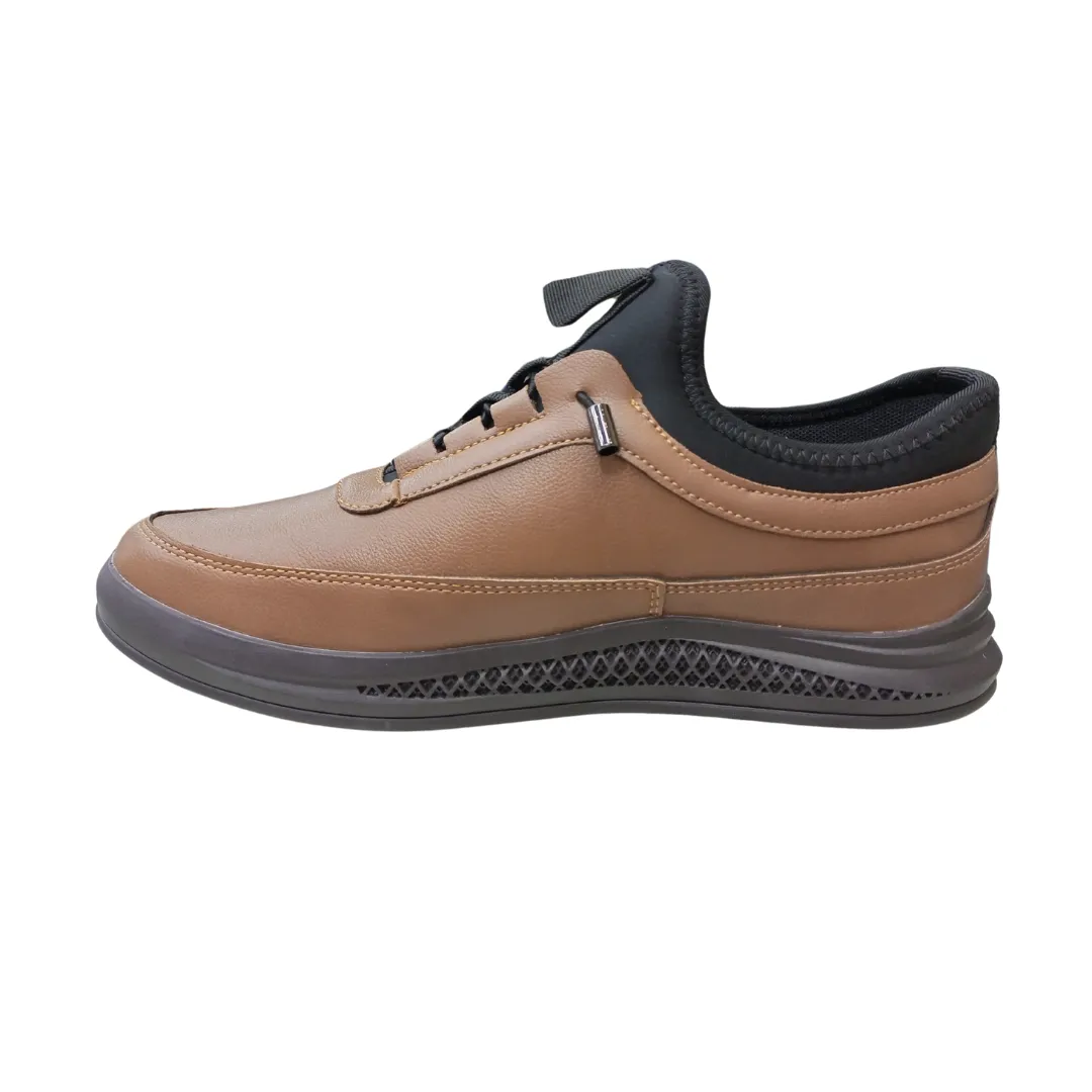 Men’s Khaki Leather Casual Sneakers | Light & Versatile