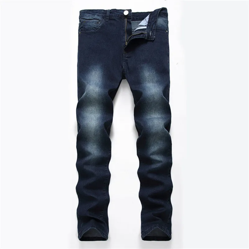 Men's Pencil Pants Mid Waisted Jeans Skinny Denim Trousers