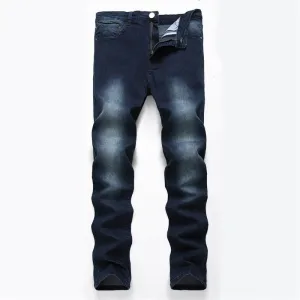 Men's Pencil Pants Mid Waisted Jeans Skinny Denim Trousers