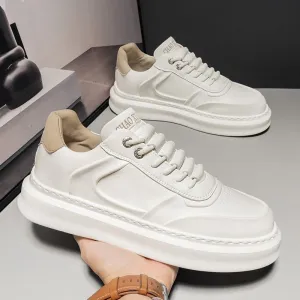 Men's Summer Breathable White Korean Fashionable Platform Sneakers