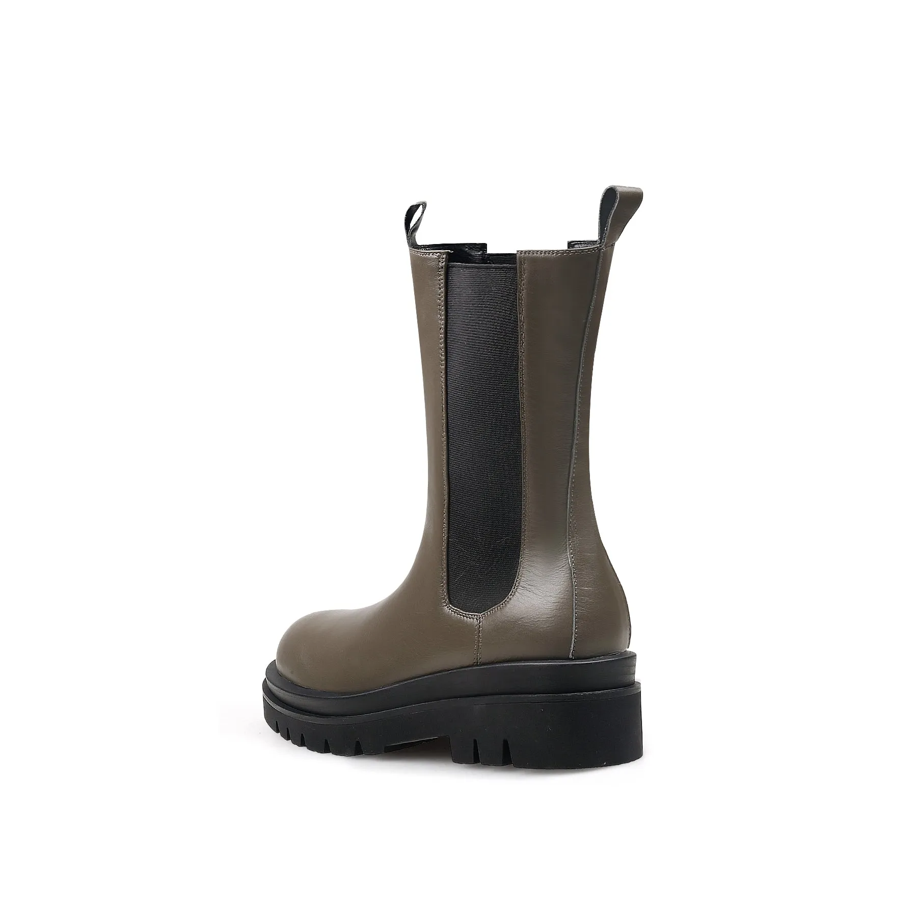 Mid Length Leather Chelsea Boot - Brown