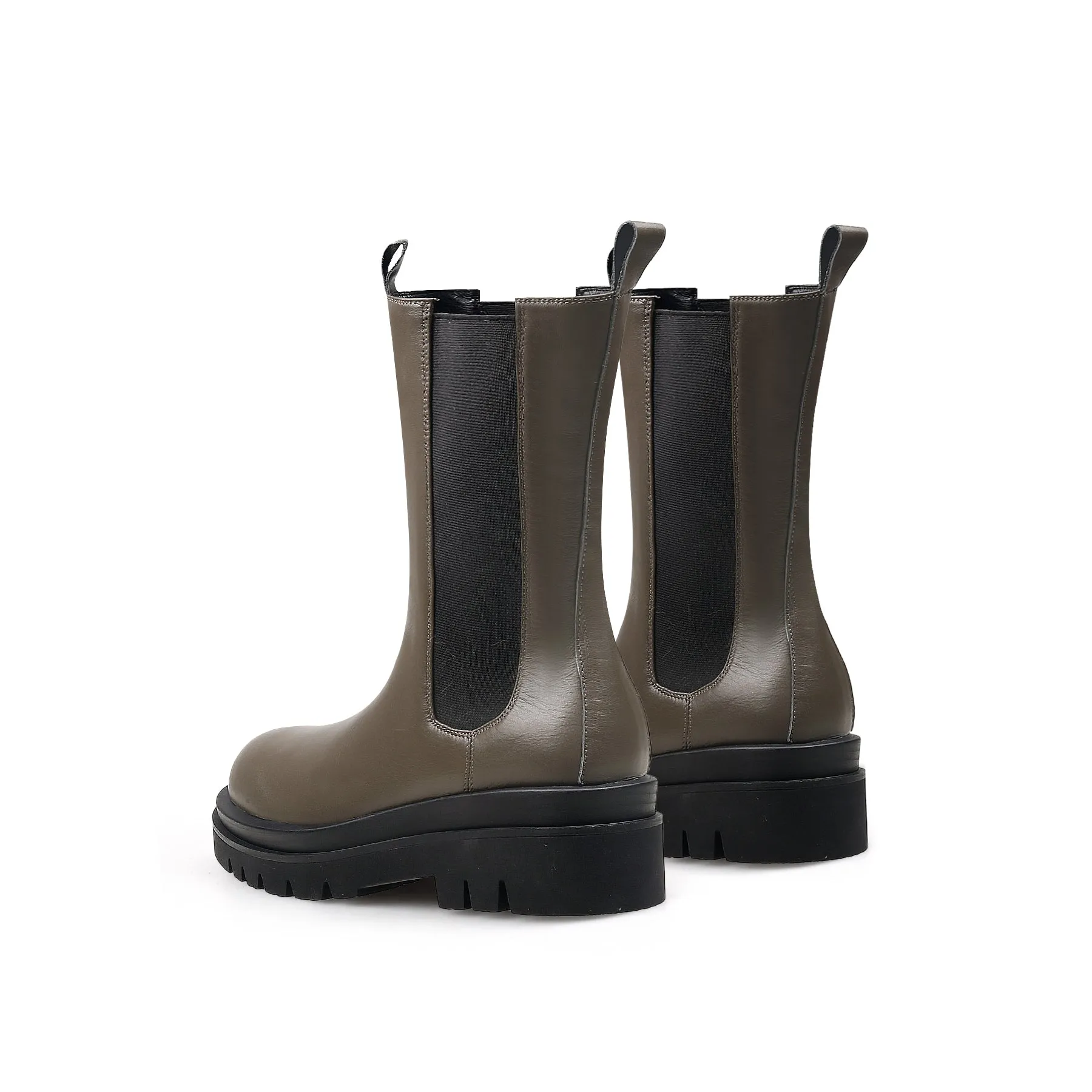 Mid Length Leather Chelsea Boot - Brown