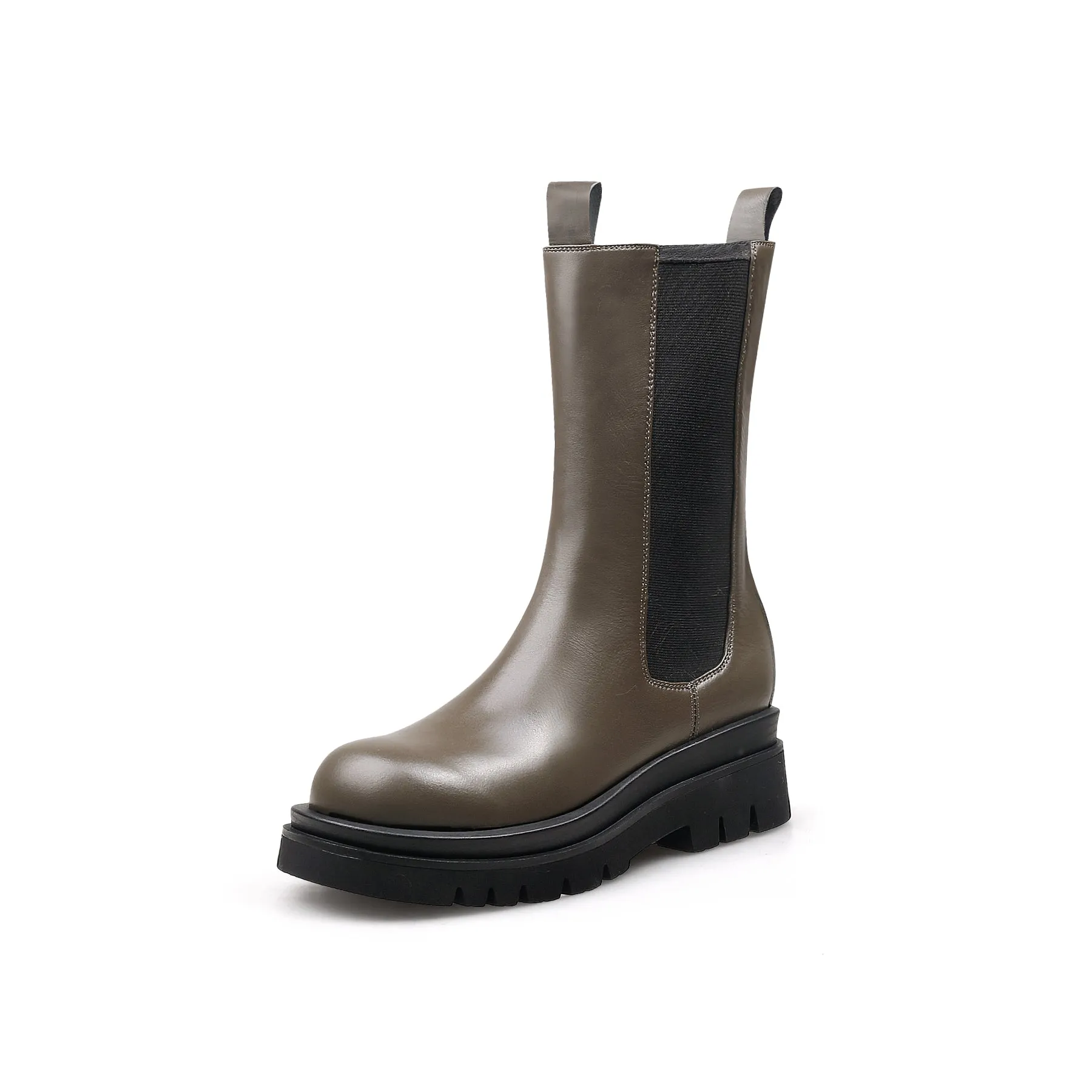 Mid Length Leather Chelsea Boot - Brown