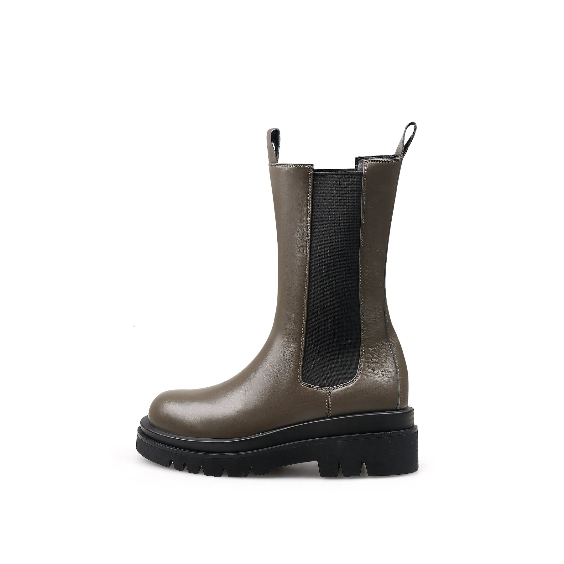 Mid Length Leather Chelsea Boot - Brown