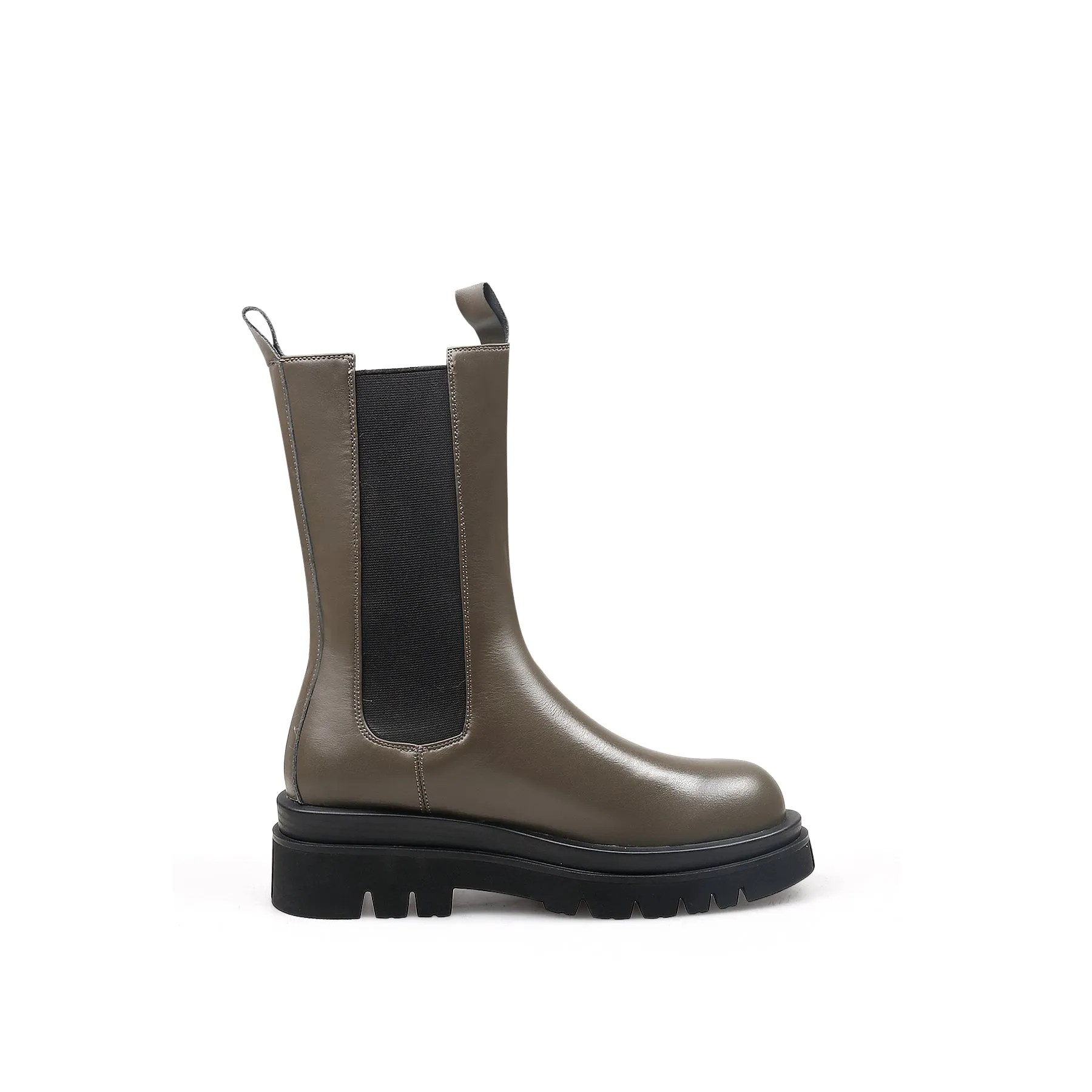 Mid Length Leather Chelsea Boot - Brown