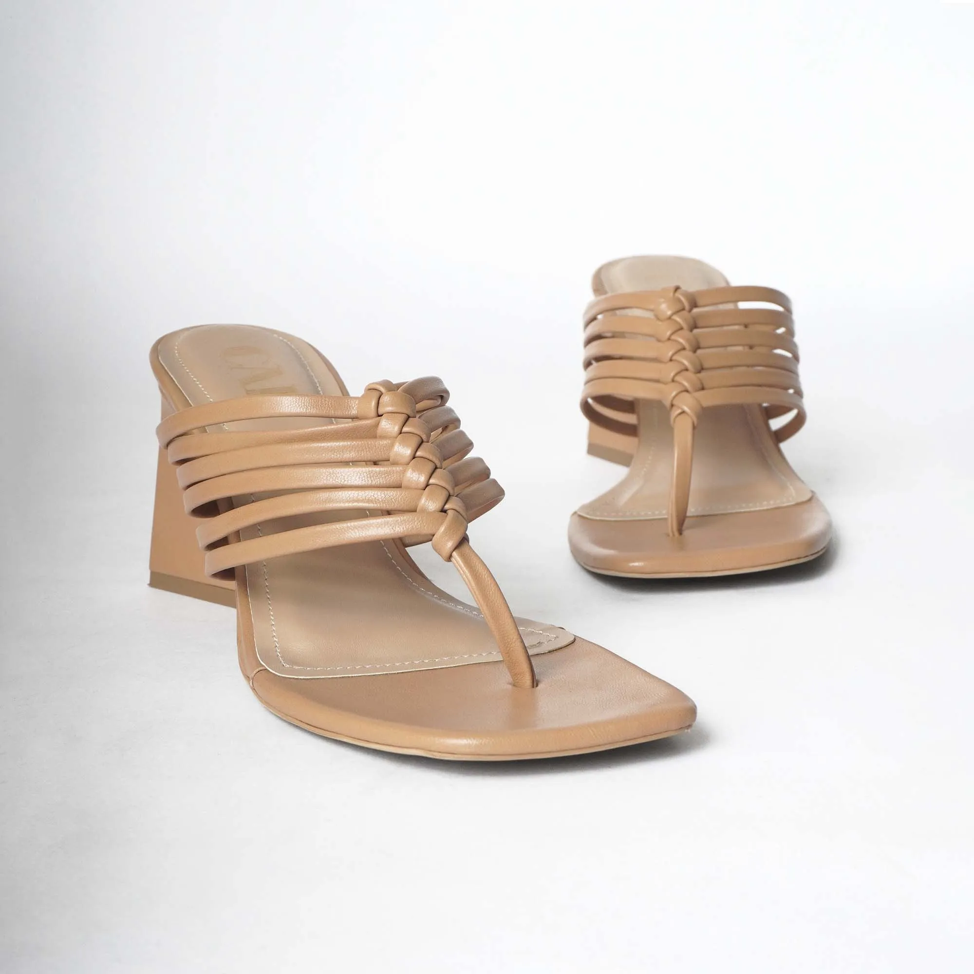 Multi Strapped Tan Heels