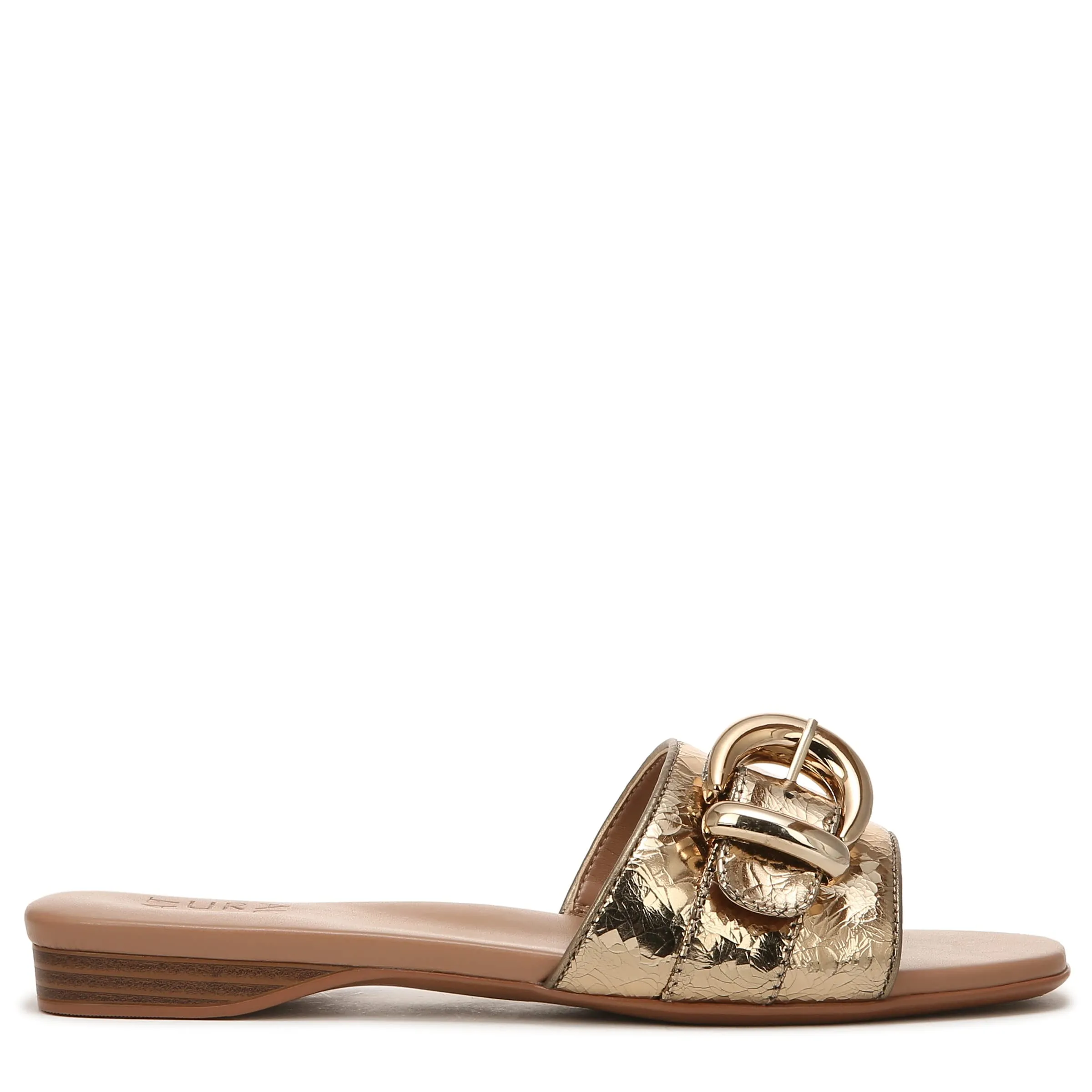 Naturalizer Womens Santiago Fashion Slip On Slide Flat Sandal with Buckle Light Bronze Leather 11 M