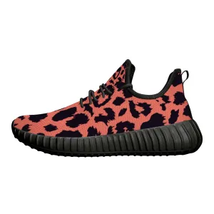 Neon Orange Leopard Pattern Premium Sneakers