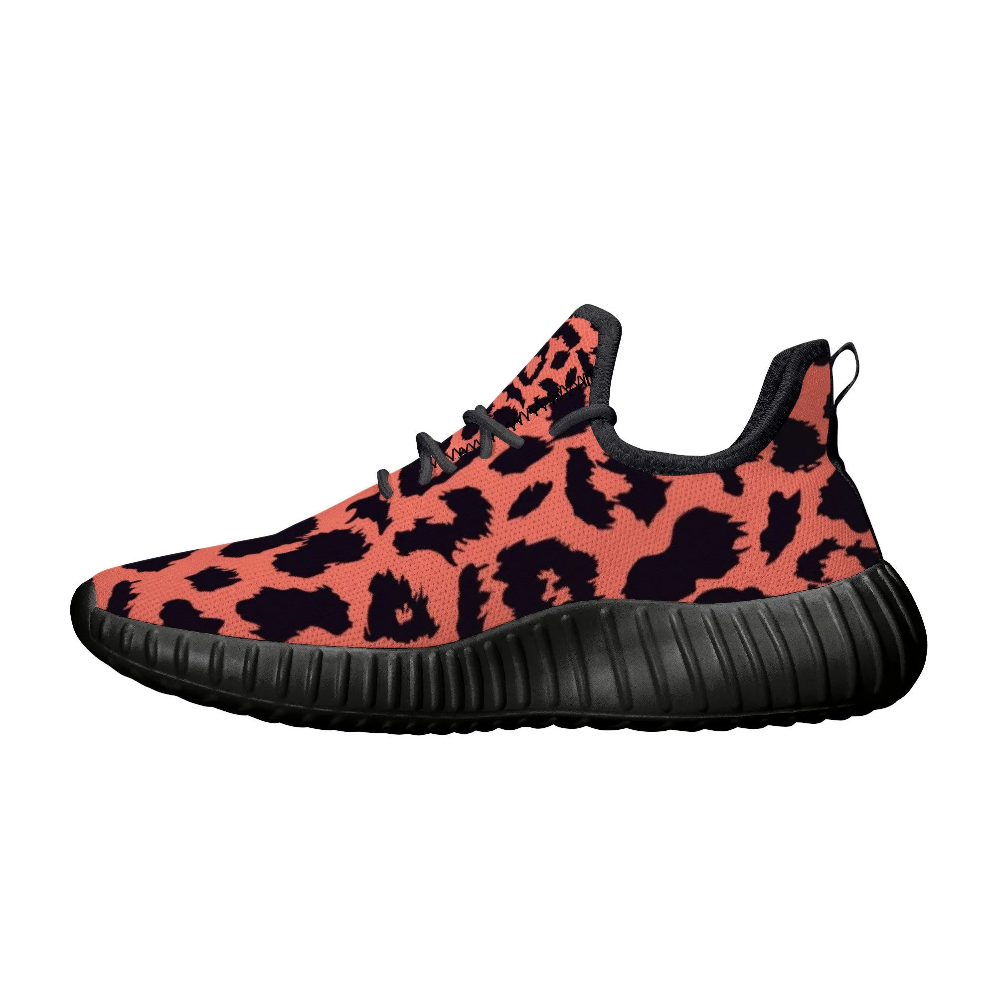 Neon Orange Leopard Pattern Premium Sneakers