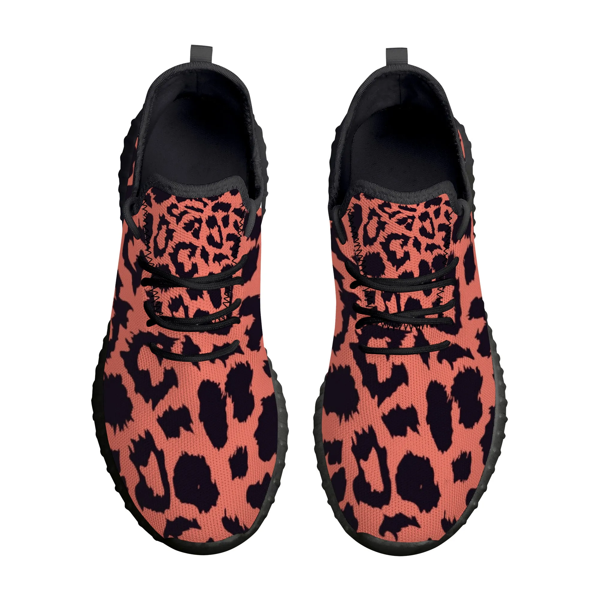 Neon Orange Leopard Pattern Premium Sneakers
