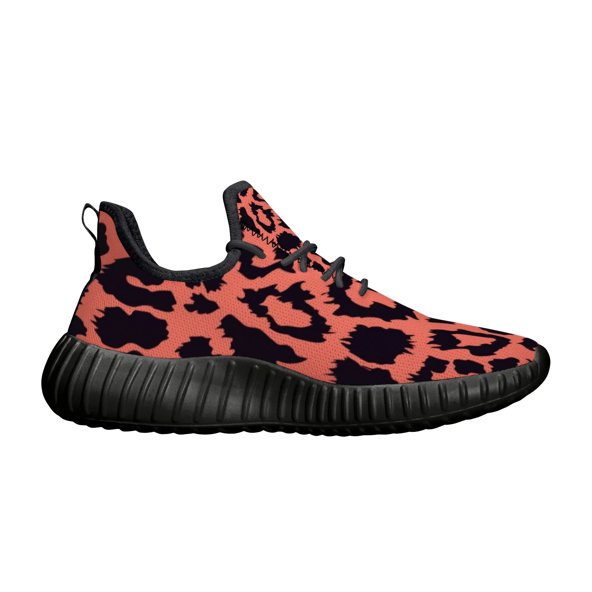 Neon Orange Leopard Pattern Premium Sneakers