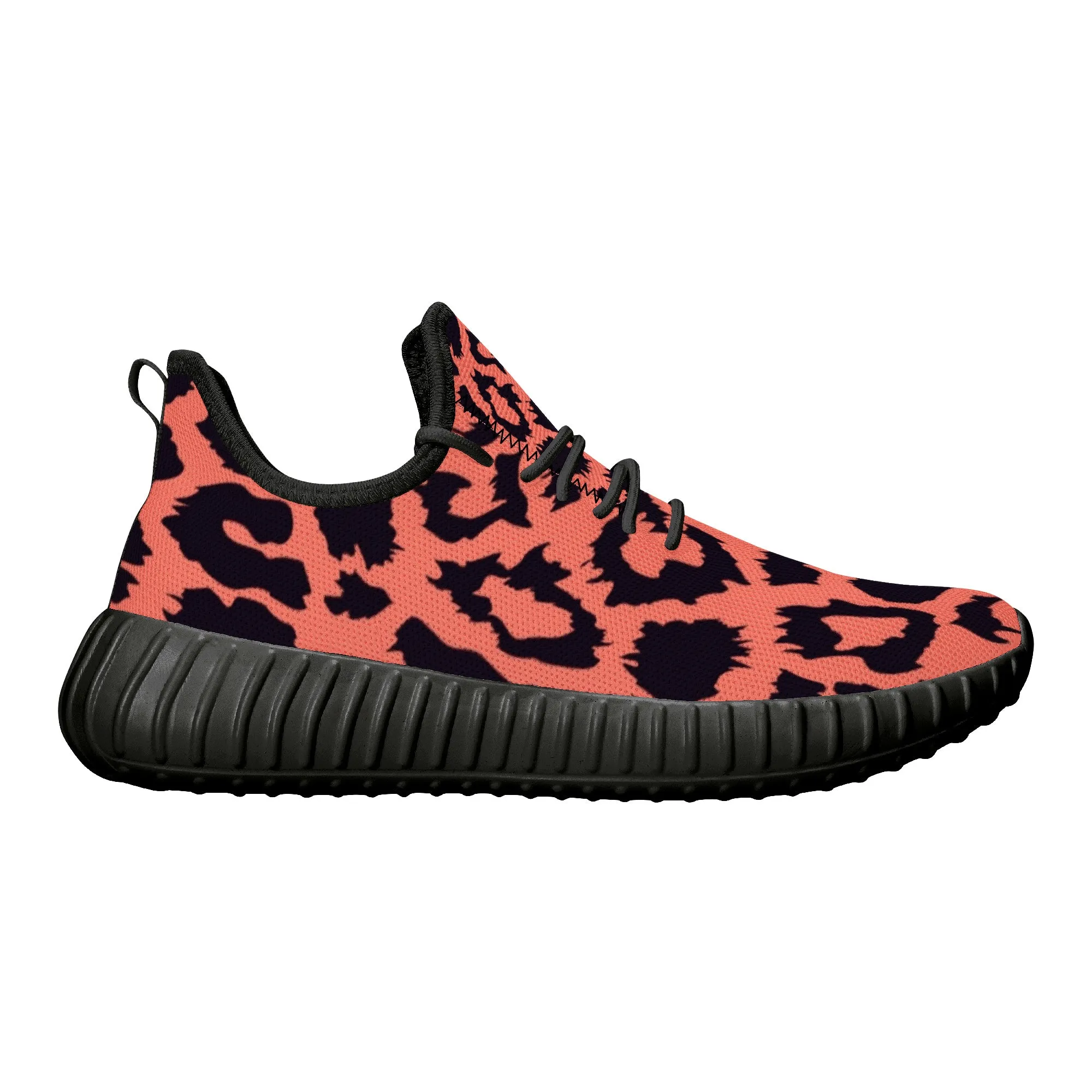 Neon Orange Leopard Pattern Premium Sneakers