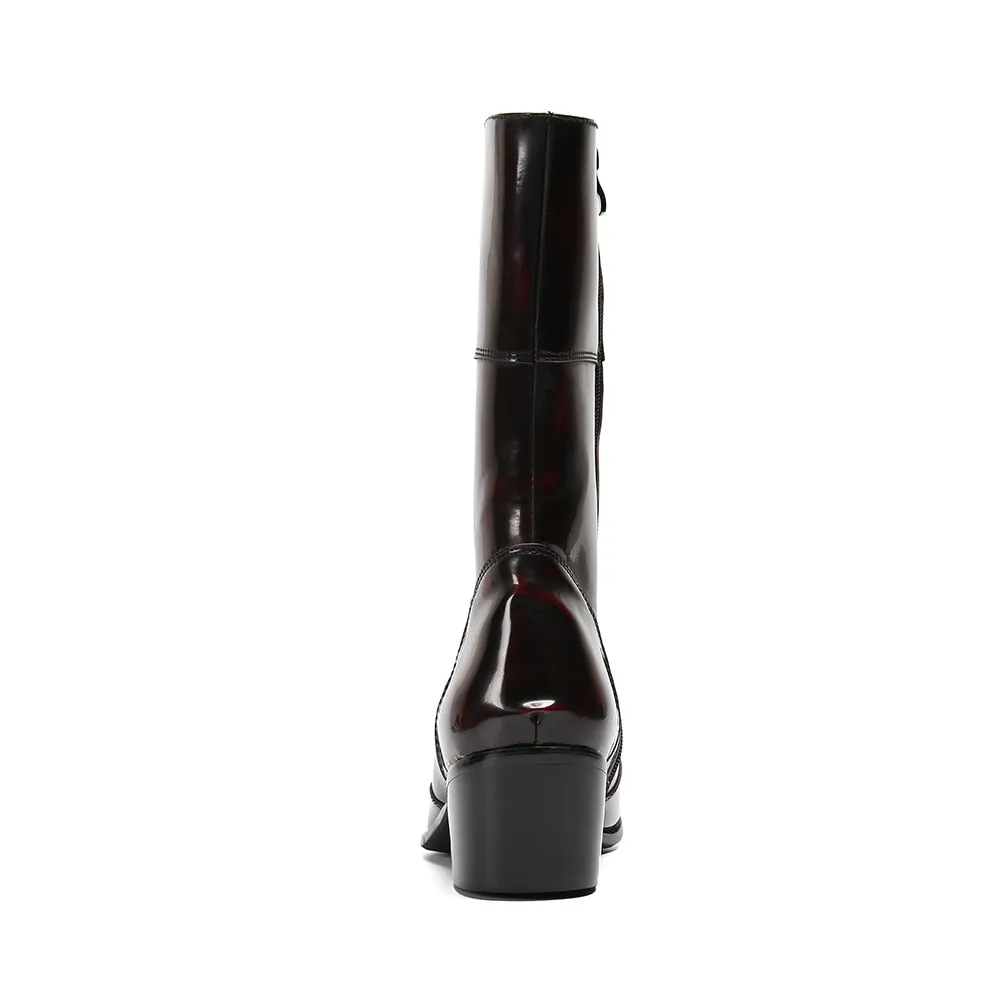 New Winter Men Shoes Genuine Leather Pointed Toe Men Long Boots Classic Cowboy Mid-calf Boots Male Western Boots