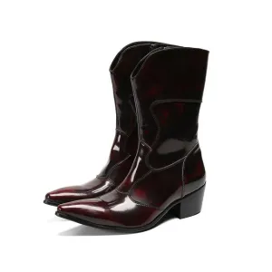 New Winter Men Shoes Genuine Leather Pointed Toe Men Long Boots Classic Cowboy Mid-calf Boots Male Western Boots