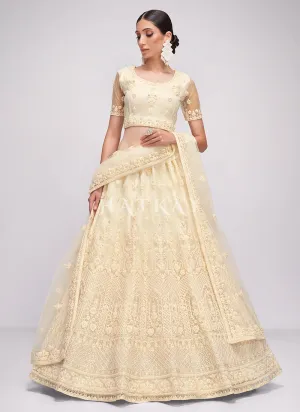 Off White Sequence Embroidered Wedding Lehenga Choli