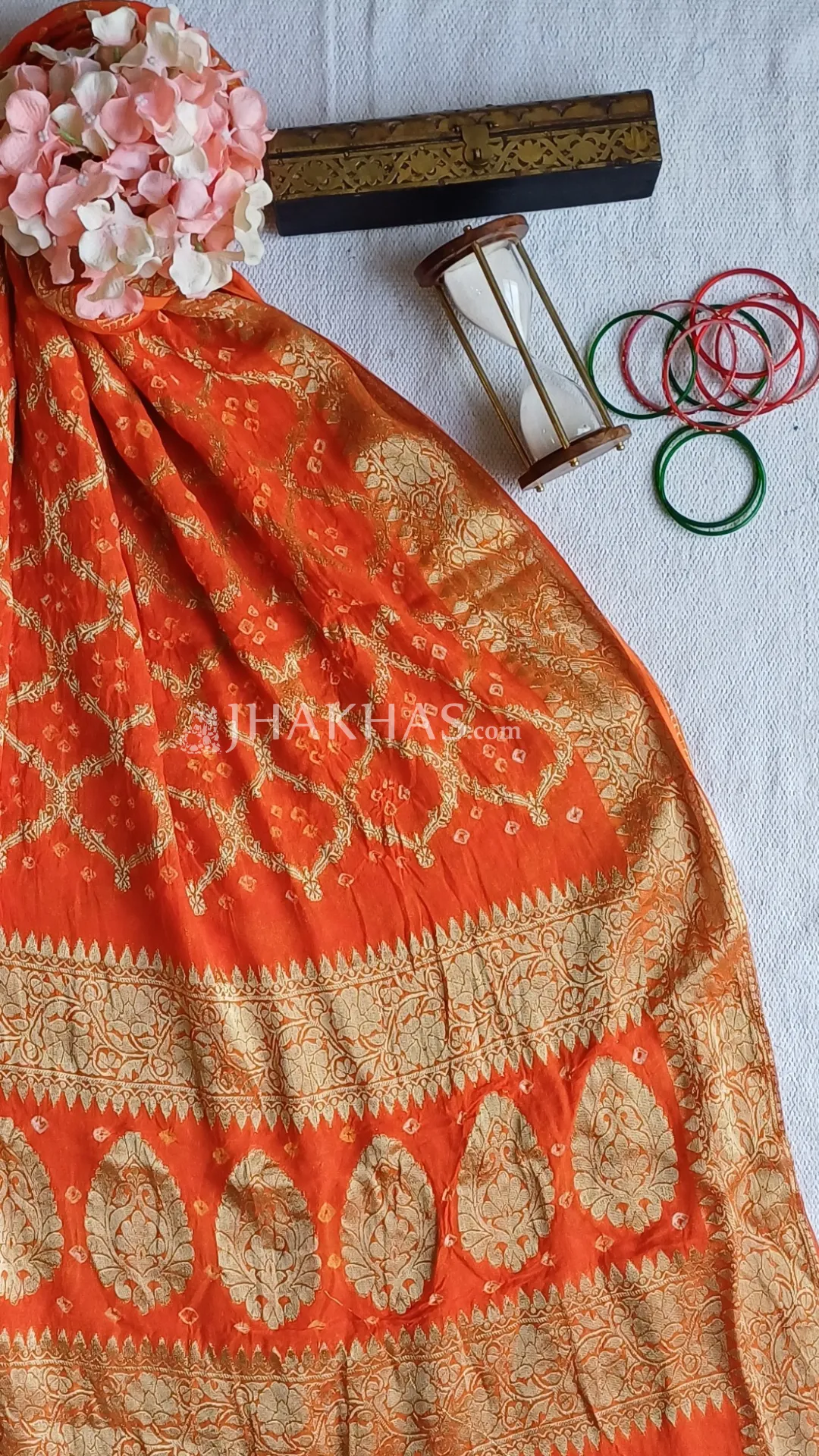 Orange Banarasi Ghatchola Soft Silk Dupatta
