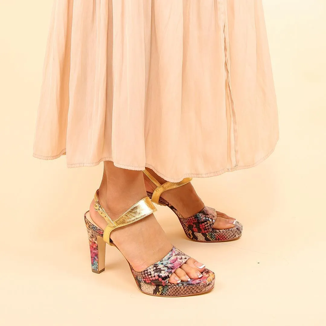 Painted Snake Lo Platform   Gold Elsie Strap