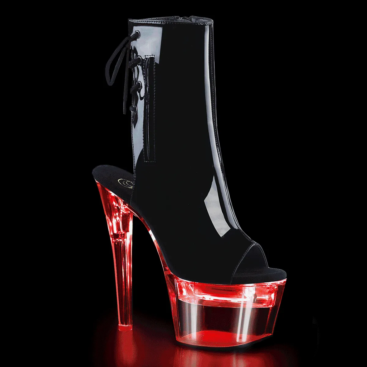 Pleaser Flashdance-1018-7-Black-Size 9-Clearance