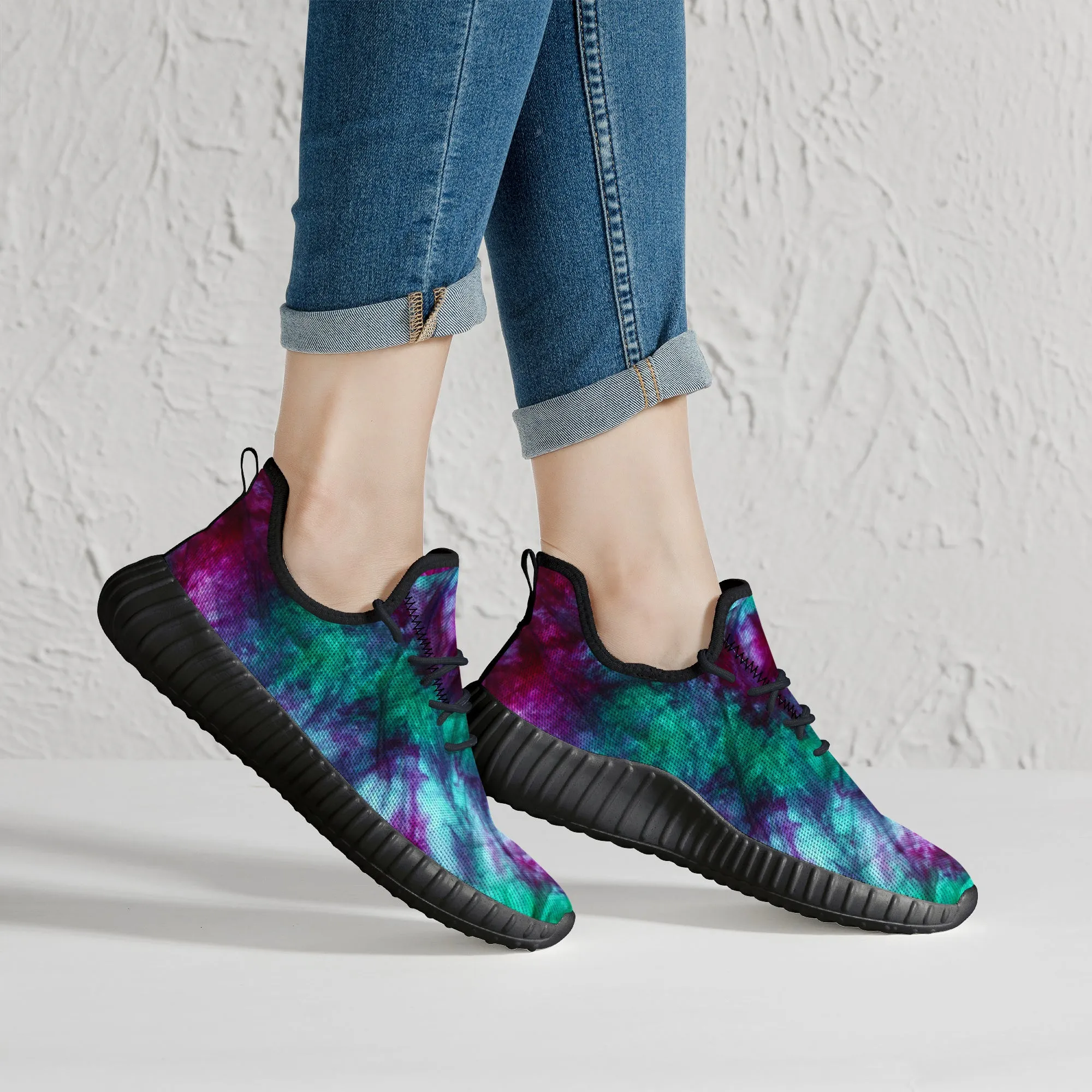 Purple Teal Tie Dye Premium Sneakers