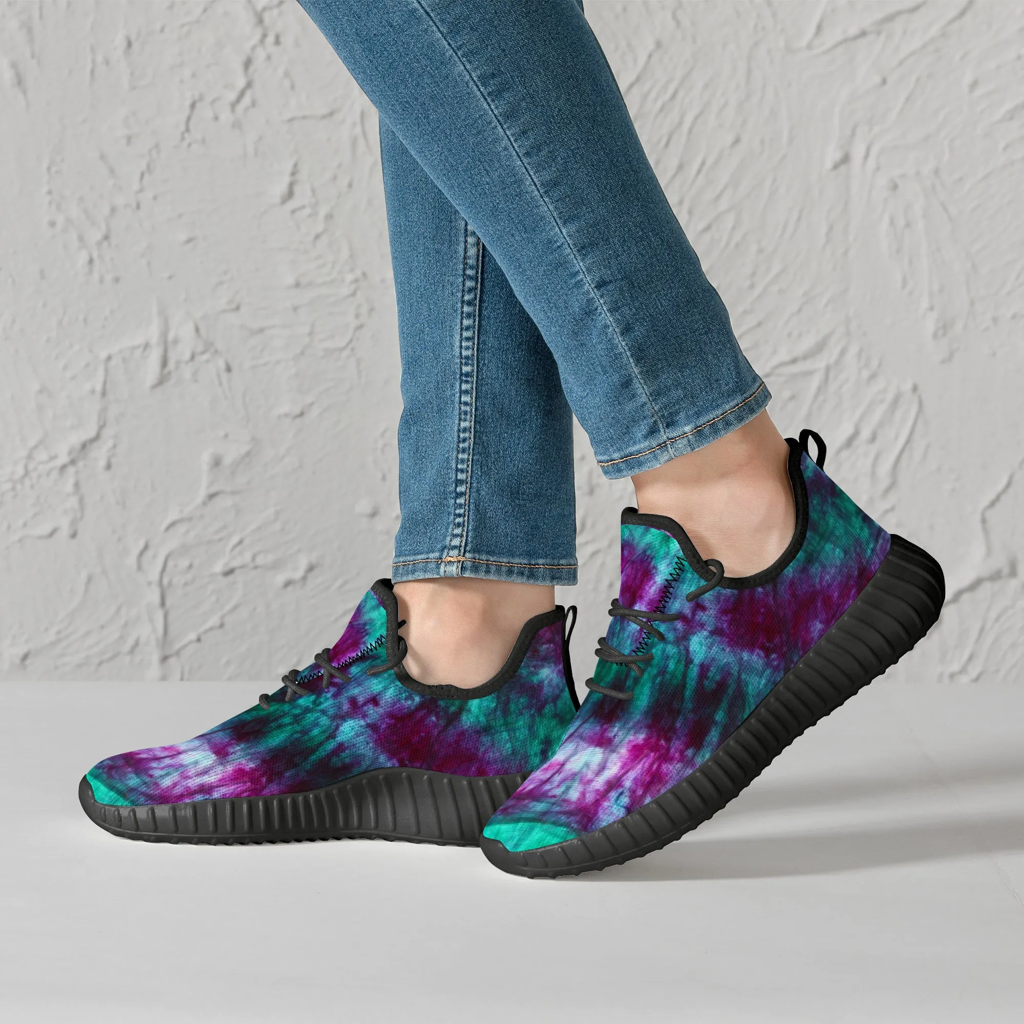 Purple Teal Tie Dye Premium Sneakers