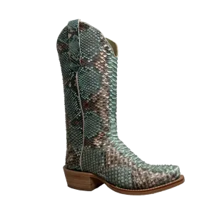 R. Watson Ladies Python Copper & Teal Square toe Boots RWL7204-1