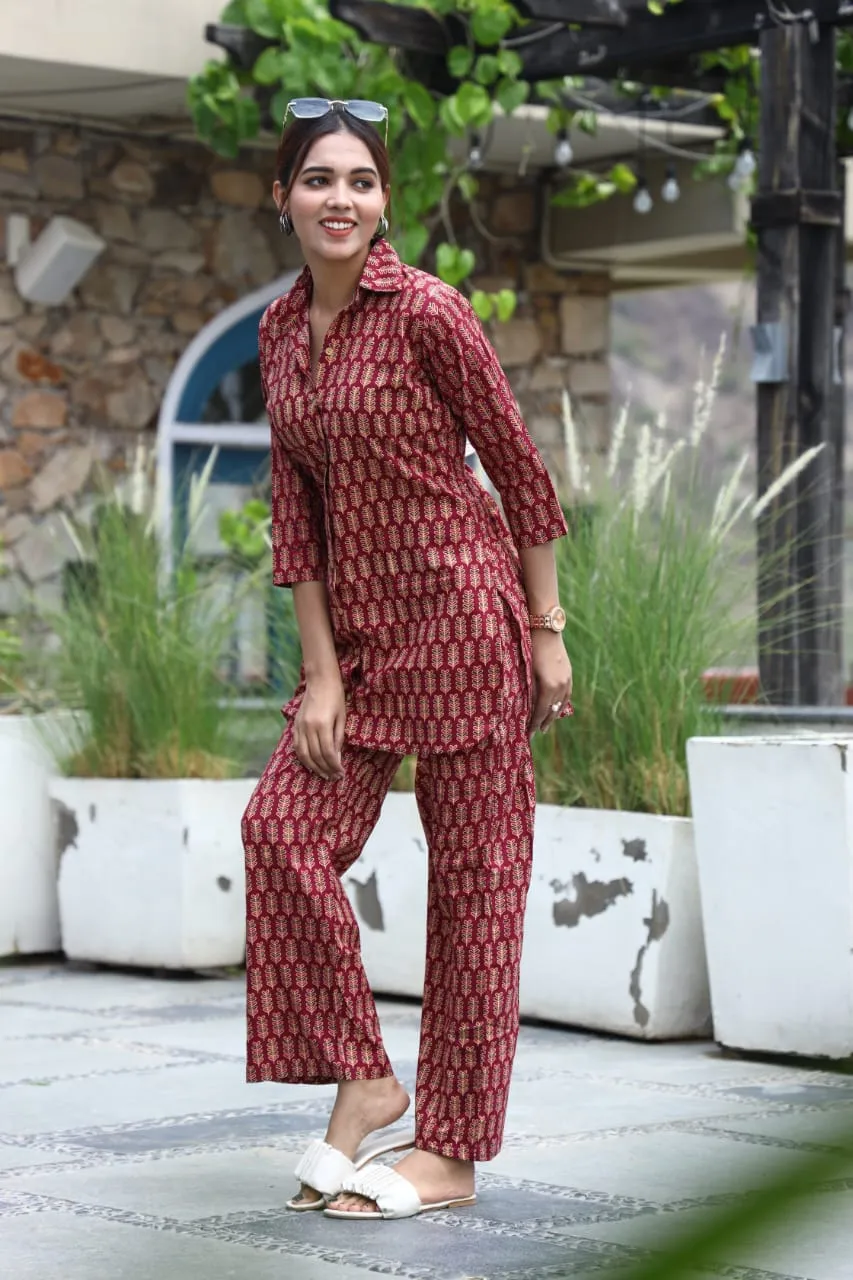 Red cord set in comfortable cotton