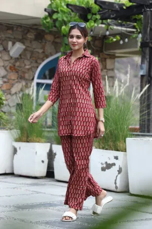 Red cord set in comfortable cotton