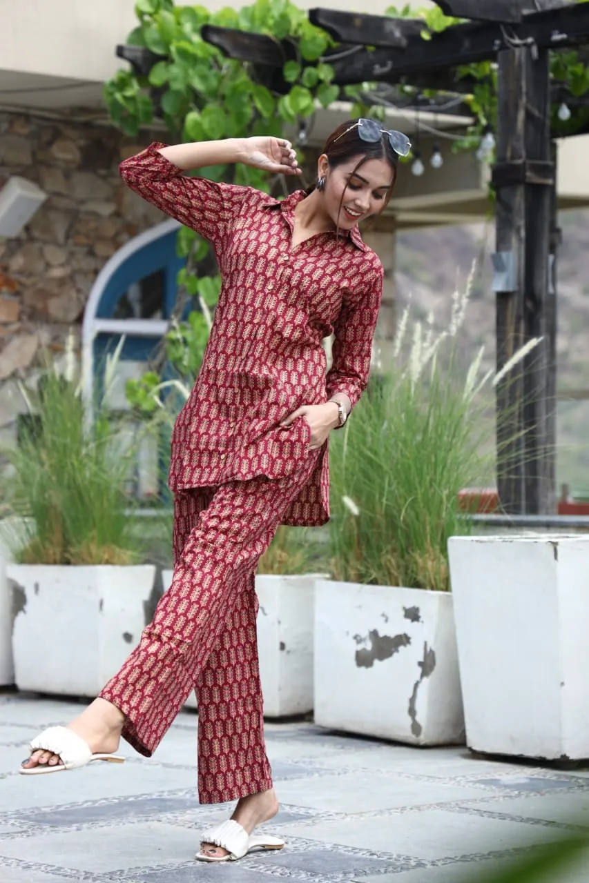 Red cord set in comfortable cotton