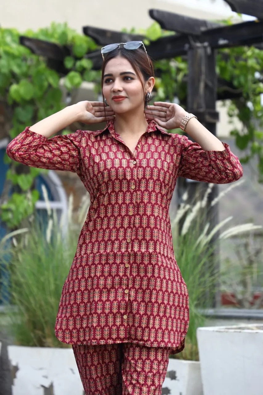 Red cord set in comfortable cotton