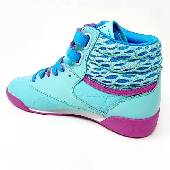 Reebok Freestyle Hi Classic Blue Bomb Ultraberry Kids Girls Sneakers M46776