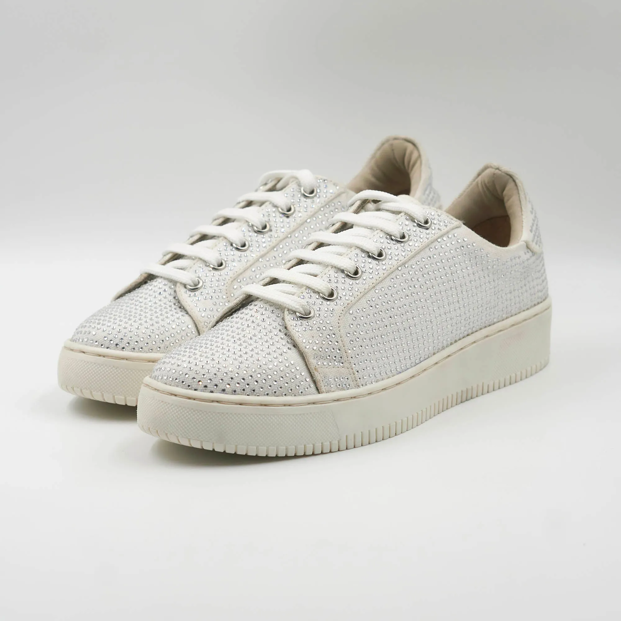 Rhinestone Lowtop Sneakers- White