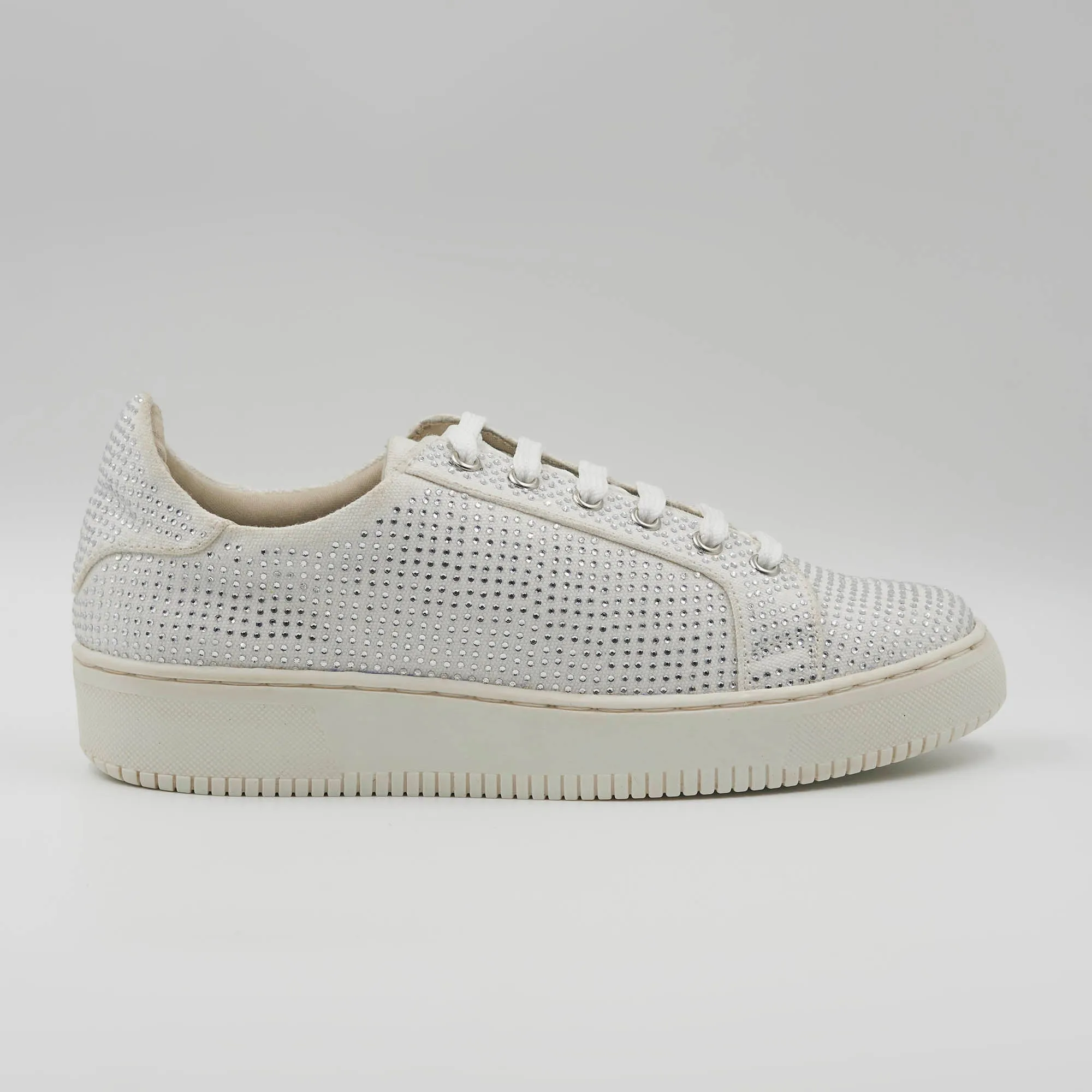 Rhinestone Lowtop Sneakers- White