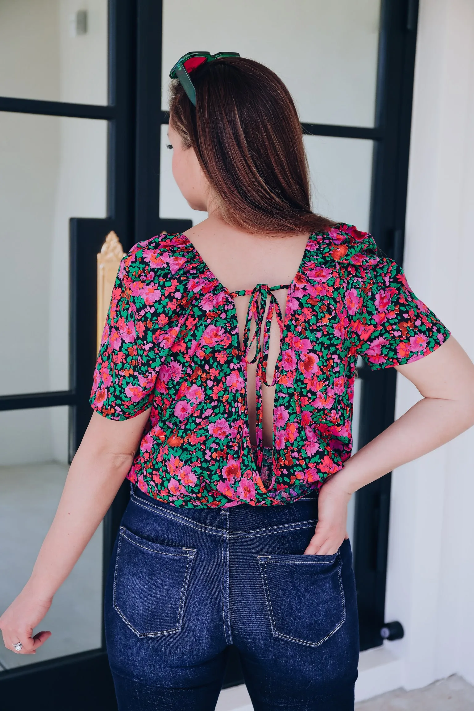 Sevilla Deep V Floral Bodysuit - Pink