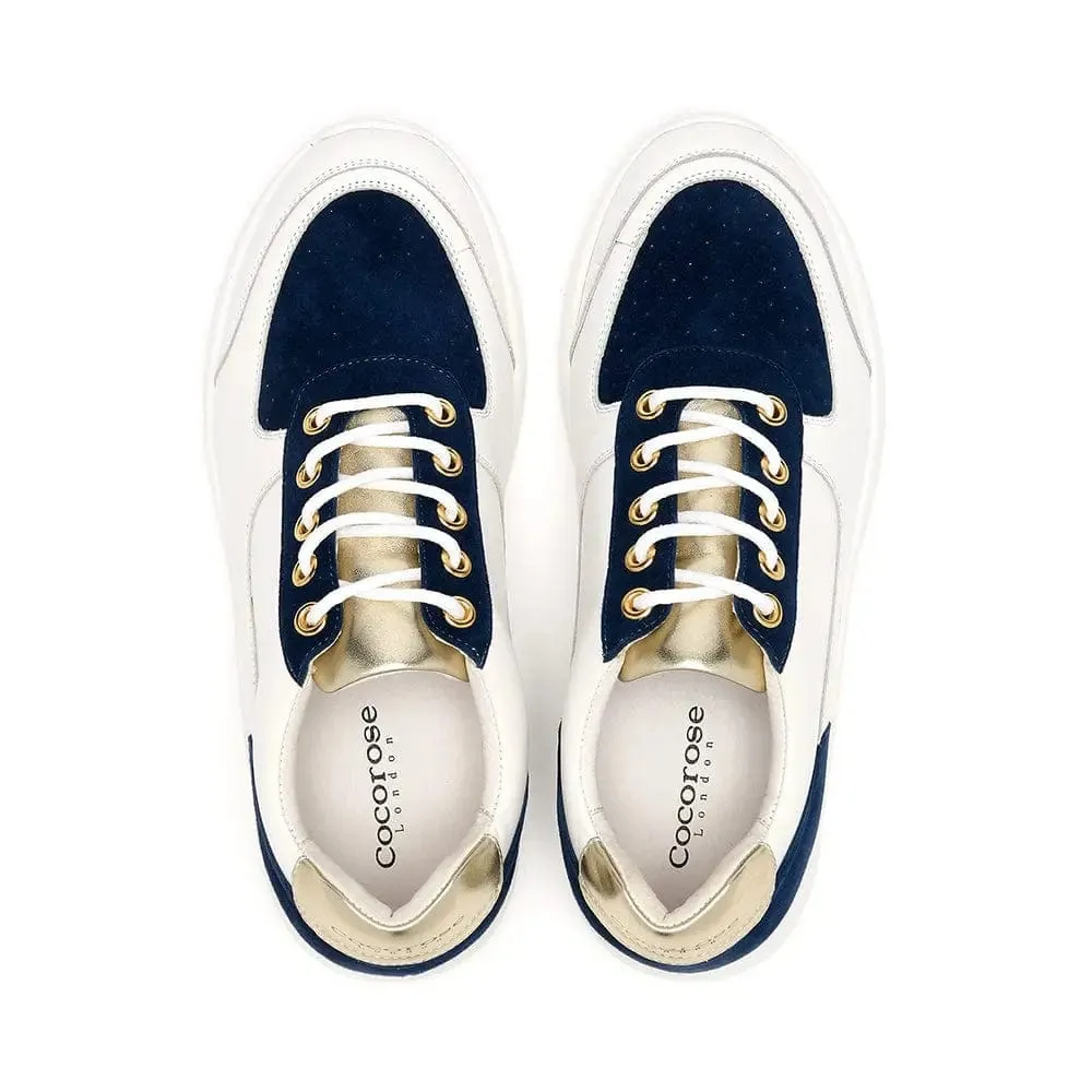 Shoreditch - Navy & Gold Leather Trainer (EU38 only)