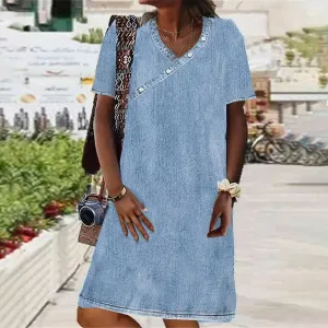 Simple short-sleeved Jennifer mini dress in blue