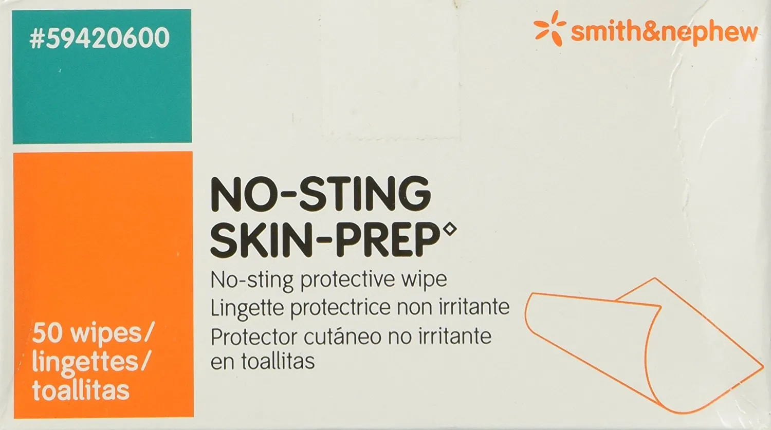 Smith & Nephew No-sting Skin-Prep Protective Wipes Alcohol-free (Box of 50 Each)