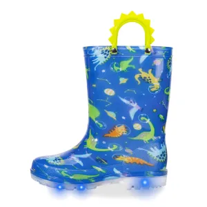 Space Dinosaur Light Up Kids Rain Boots