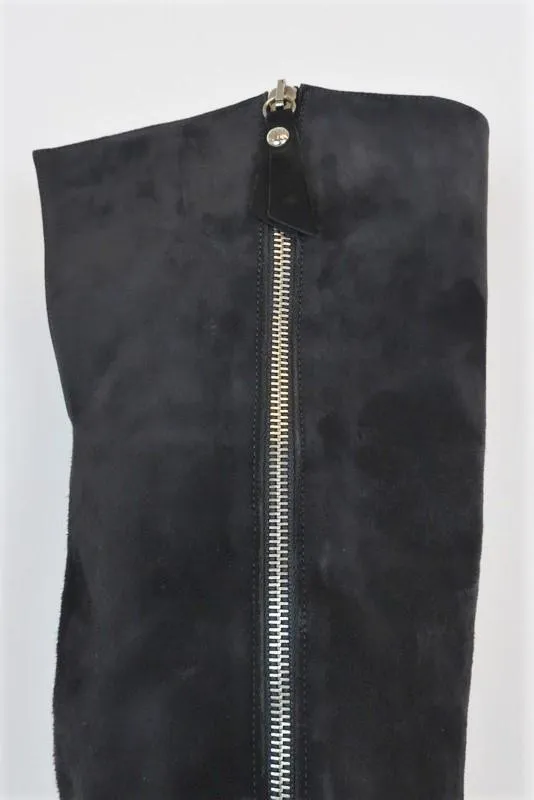 Stuart Weitzman Zip Over the Knee Boots Gray Suede Size 9 Thigh High Heel
