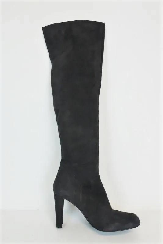 Stuart Weitzman Zip Over the Knee Boots Gray Suede Size 9 Thigh High Heel