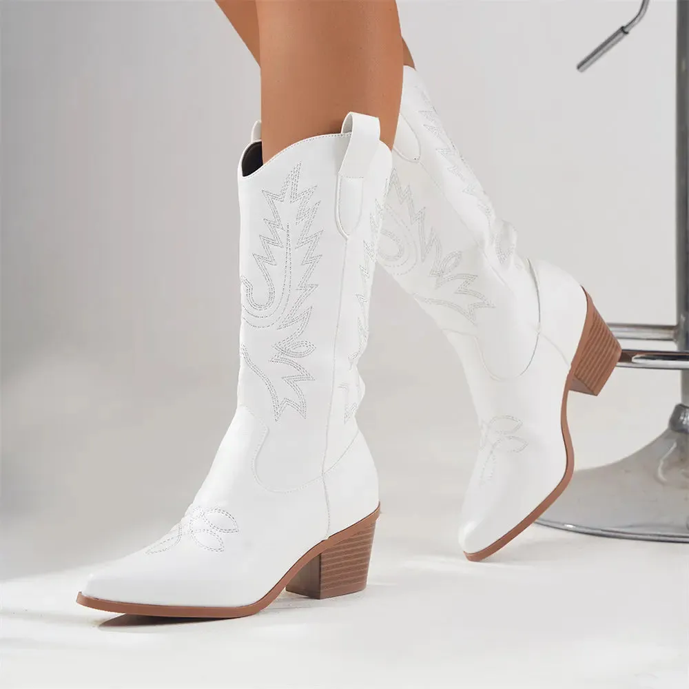 Stylish vintage block heeled boots for women
