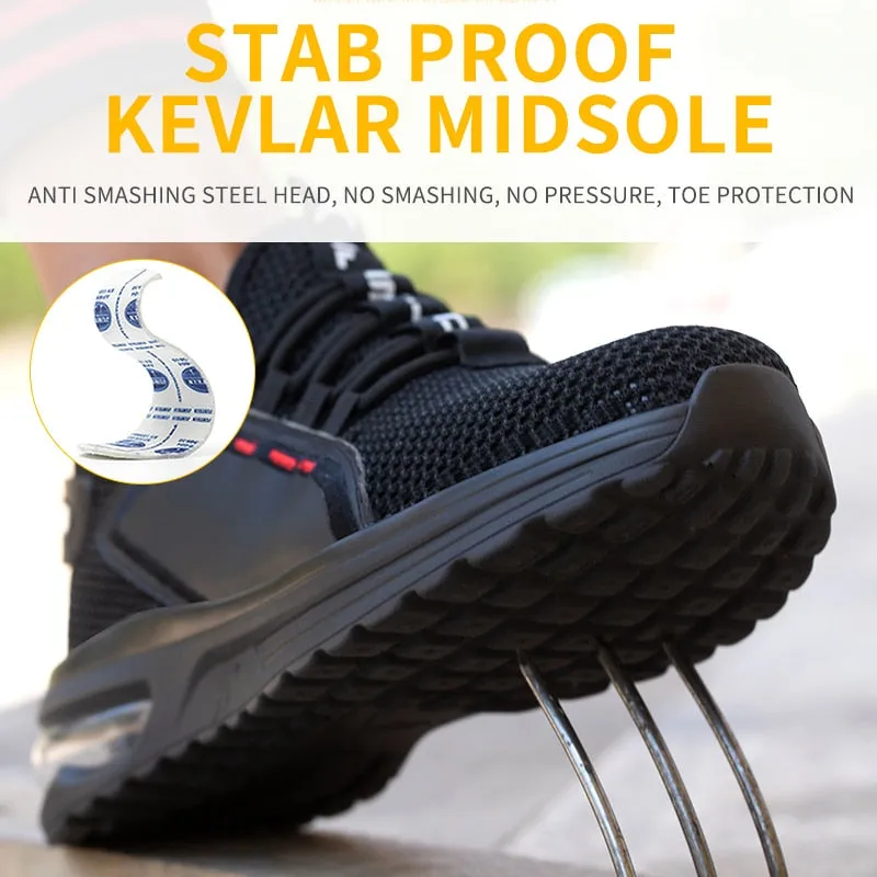 Summer Breathable Work Safety Shoes Men Air Cushion Work Sneakers Anti-Puncture Work Shoes Male Steel Toe Shoes Protective Shoes