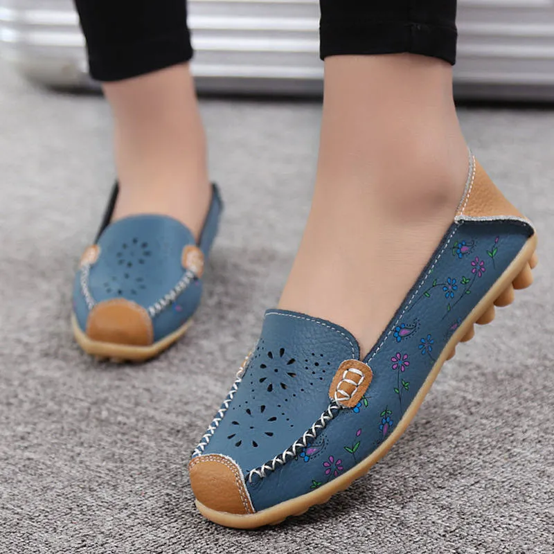 Summer Mother Shoes Pregnant Women Shoes Hollow Breathable Printing Large Size Round Head Soft Bottom Non-slip Shoes