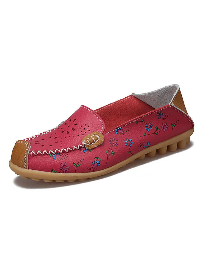 Summer Mother Shoes Pregnant Women Shoes Hollow Breathable Printing Large Size Round Head Soft Bottom Non-slip Shoes
