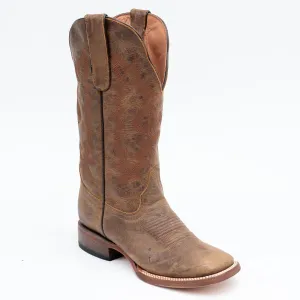 TANNER MARK WOMEN’S Cloverleaf Savage Tabacco Cowgirl Boots Whit Classic Stitch Top