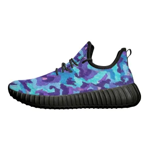 Teal Purple Leopard Camo Premium Sneakers
